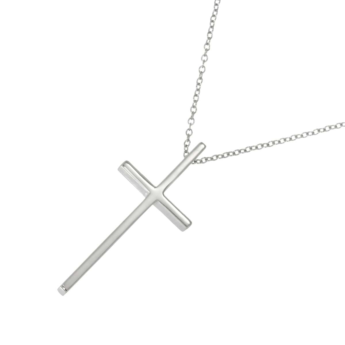 Cross Necklace 18K White Gold 750