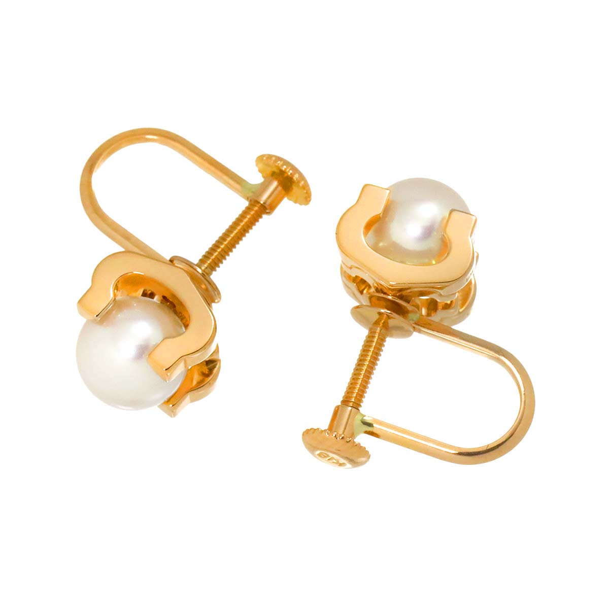 C De Akoya Pearl 6.5mm Earrings 18K PG 750