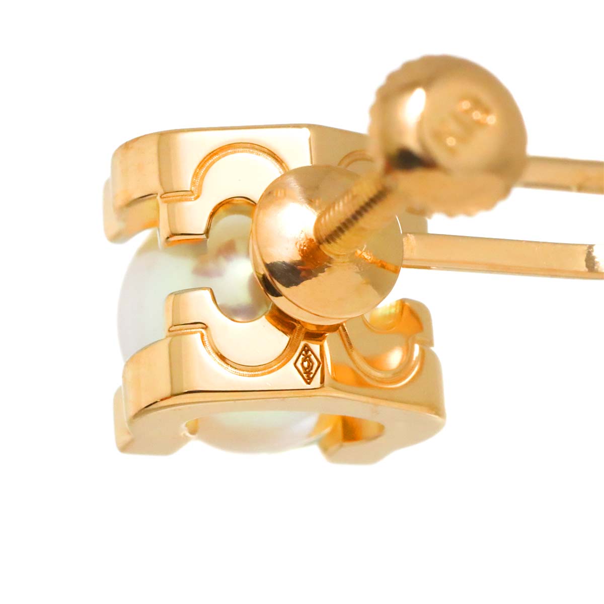 C De Akoya Pearl 6.5mm Earrings 18K PG 750