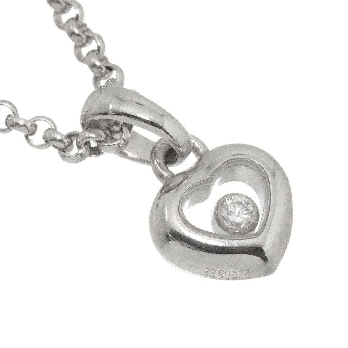 Happy Diamond Heart Necklace 18K White Gold 750
