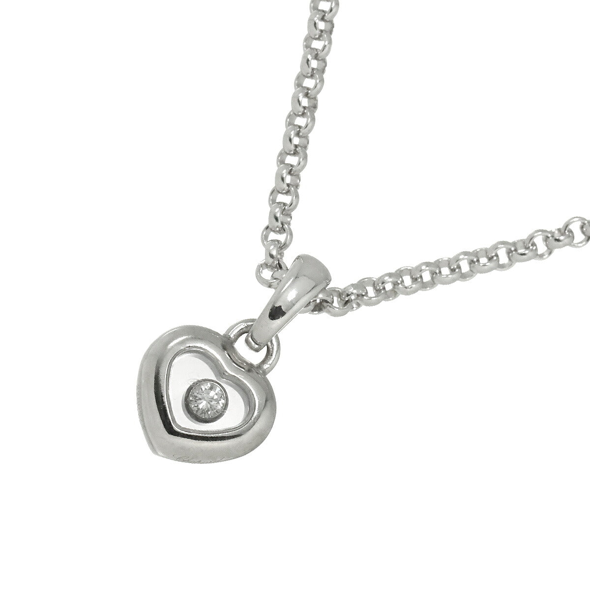 Happy Diamond Heart Necklace 18K White Gold 750
