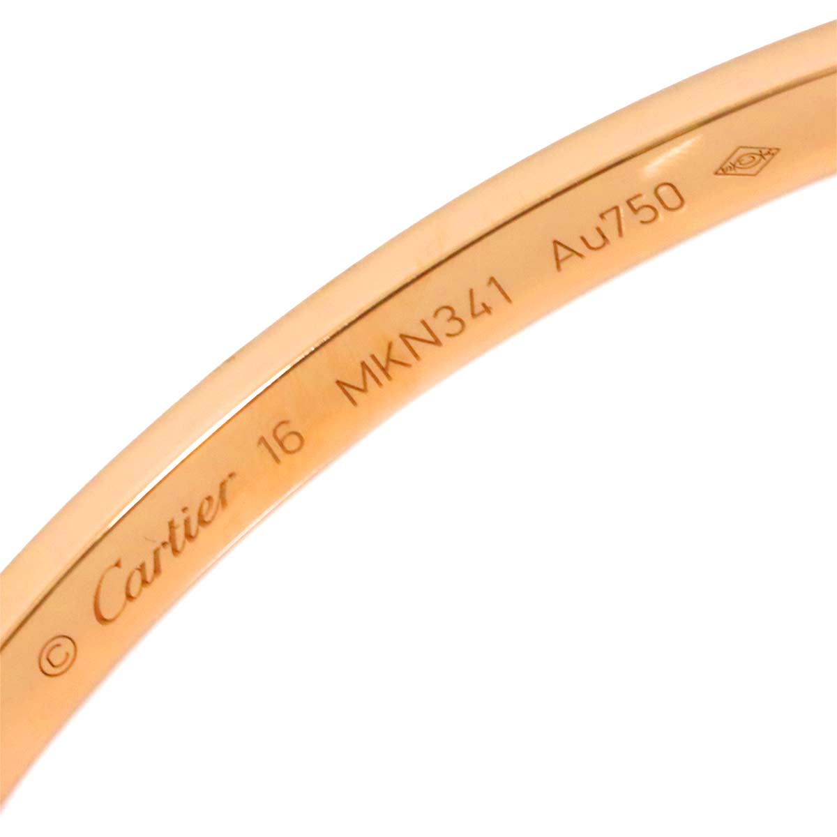 Love Bracelet SM Half Diamond Bangle 18K Pink Gold 750 Size16