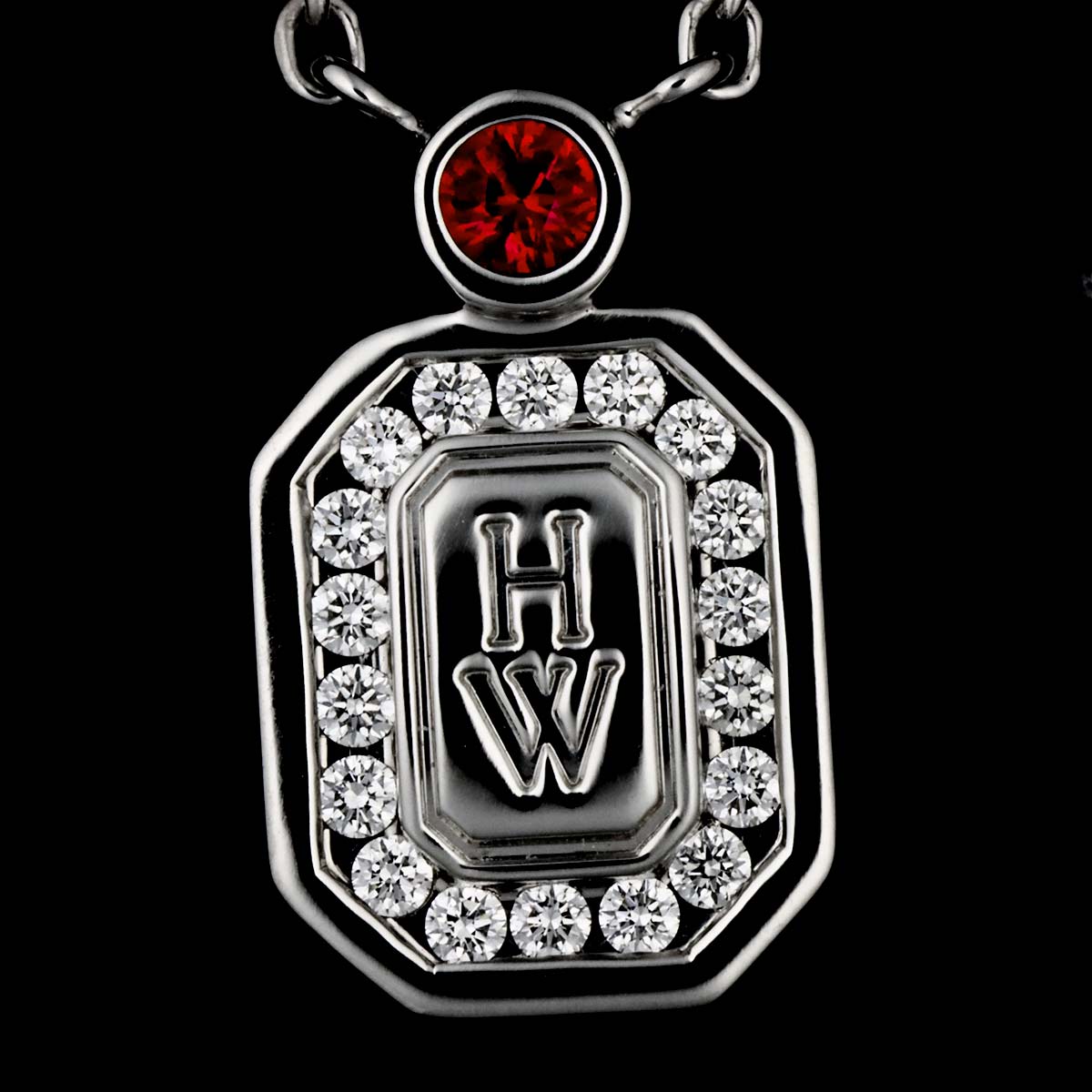HW Logo Ruby Diamond Necklace Pt
