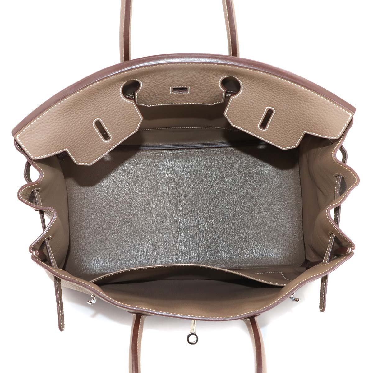 Birkin 35 Taurillon Clemence Etoupe Hand Bag Purse Beige