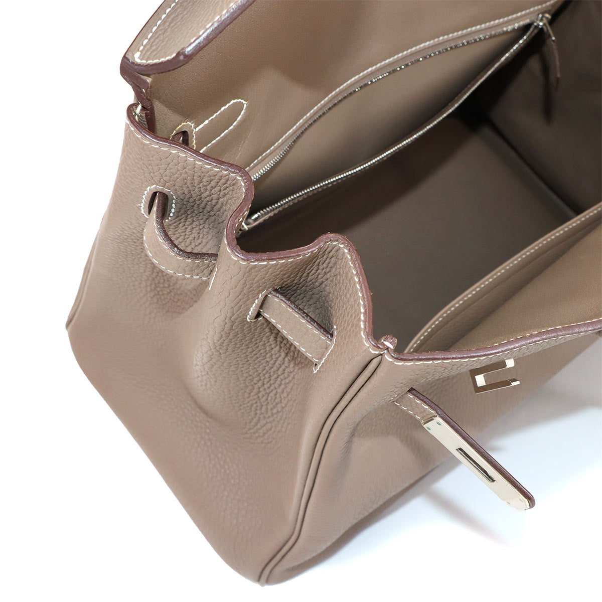 Birkin 35 Taurillon Clemence Etoupe Hand Bag Purse Beige