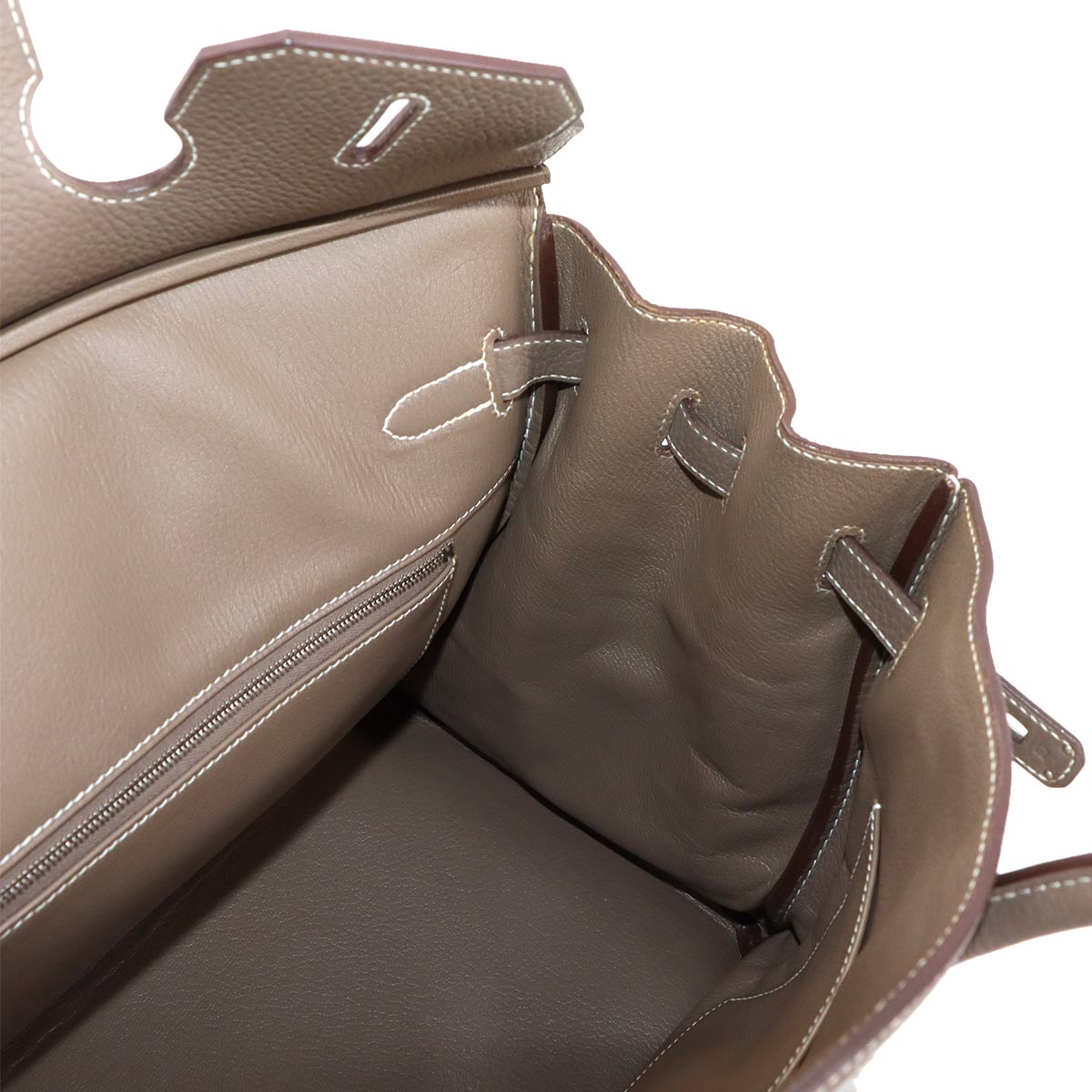 Birkin 35 Taurillon Clemence Etoupe Hand Bag Purse Beige