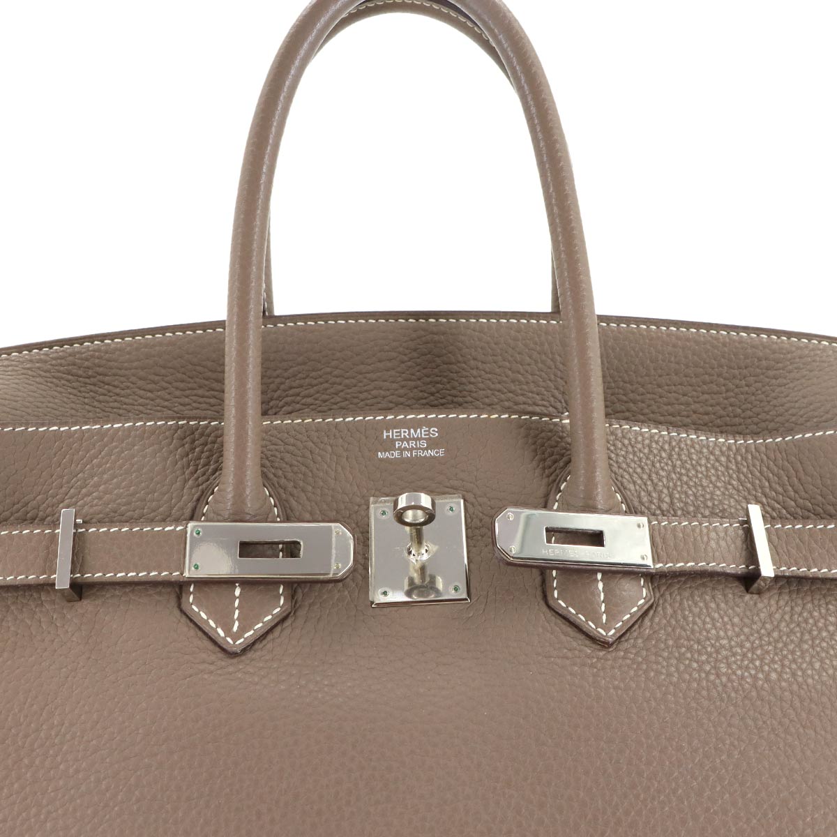 Birkin 35 Taurillon Clemence Etoupe Hand Bag Purse Beige