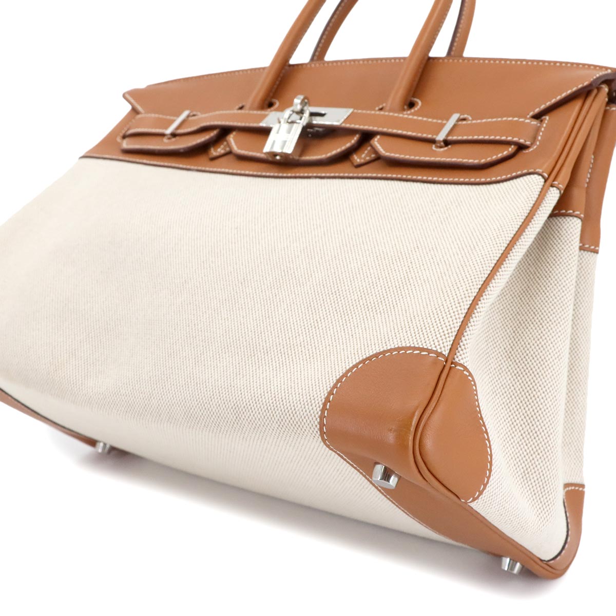 Birkin 35 Toile H Veau Swift Ecru Gold Hand Bag Purse