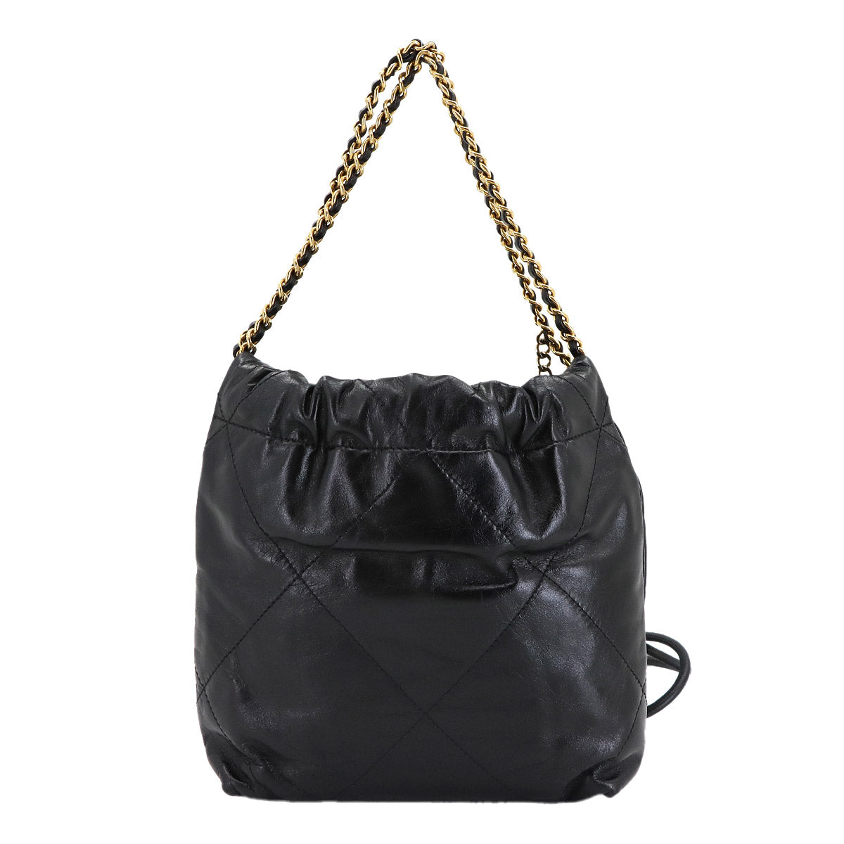CHANEL 22 Mini Chain Hand Shoulder Bag Leather Black AS3980 Purse
