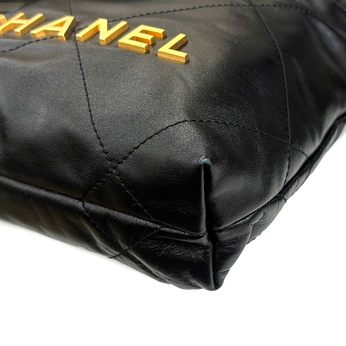 CHANEL 22 Mini Chain Hand Shoulder Bag Leather Black AS3980 Purse