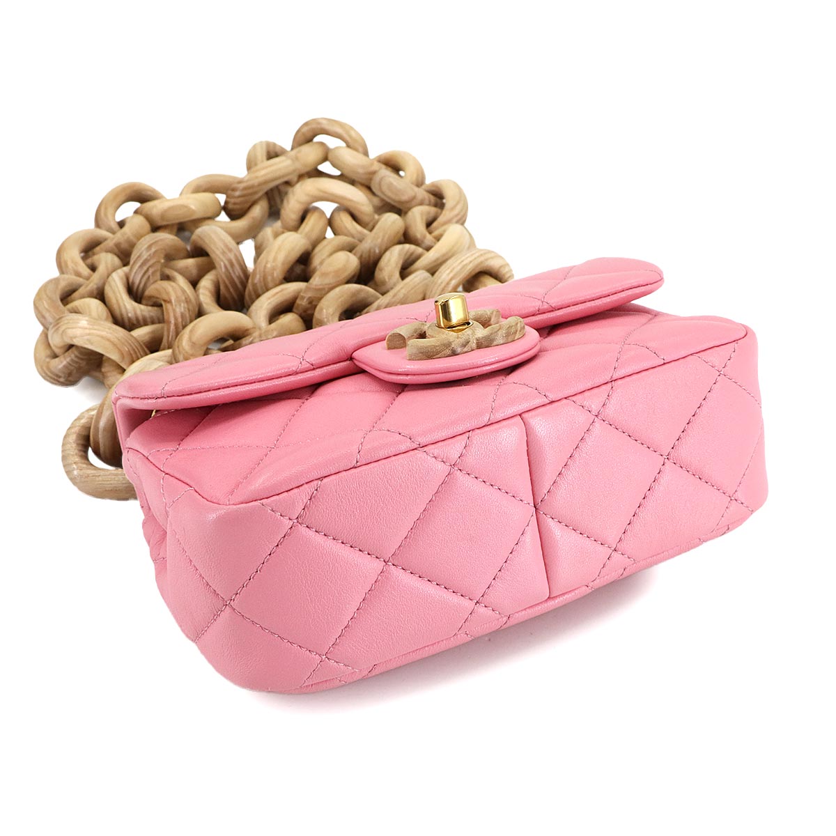 Mini Matelasse Shoulder Bag Leather Wenge Wood Pink AS4165