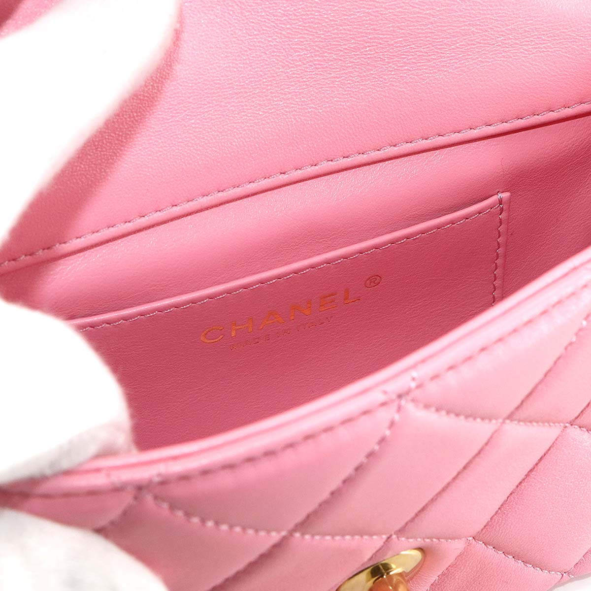 Mini Matelasse Shoulder Bag Leather Wenge Wood Pink AS4165