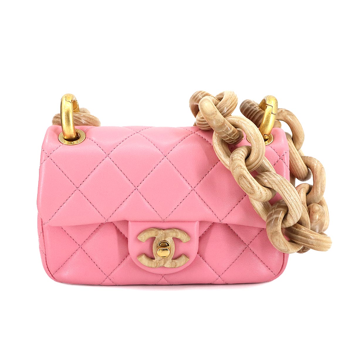 Mini Matelasse Shoulder Bag Leather Wenge Wood Pink AS4165