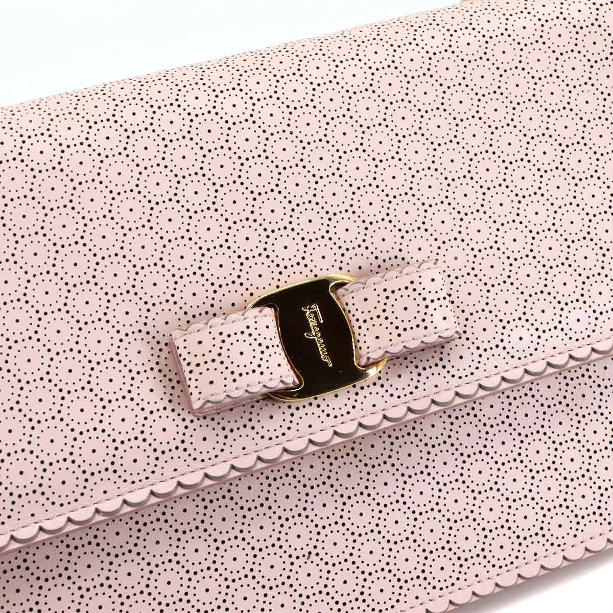 Ginny Vara Ribbon Shoulder Bag Leather Pink