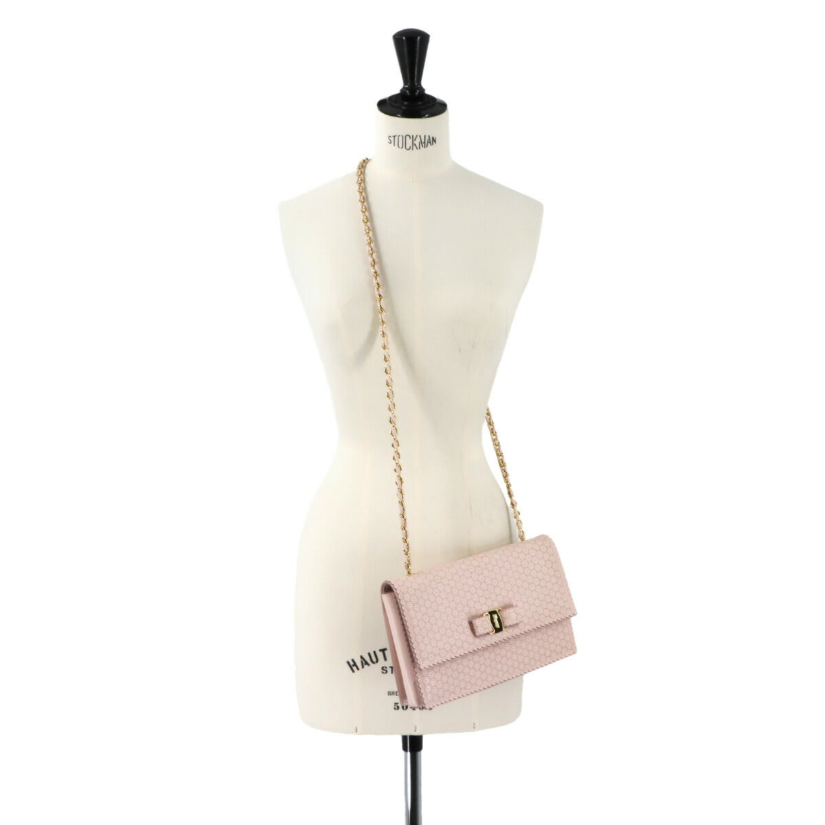 Ginny Vara Ribbon Shoulder Bag Leather Pink