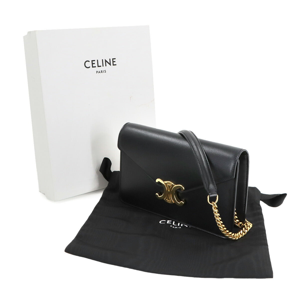 Margo Triomphe Chain Long Wallet Leather Black 10L033DPV