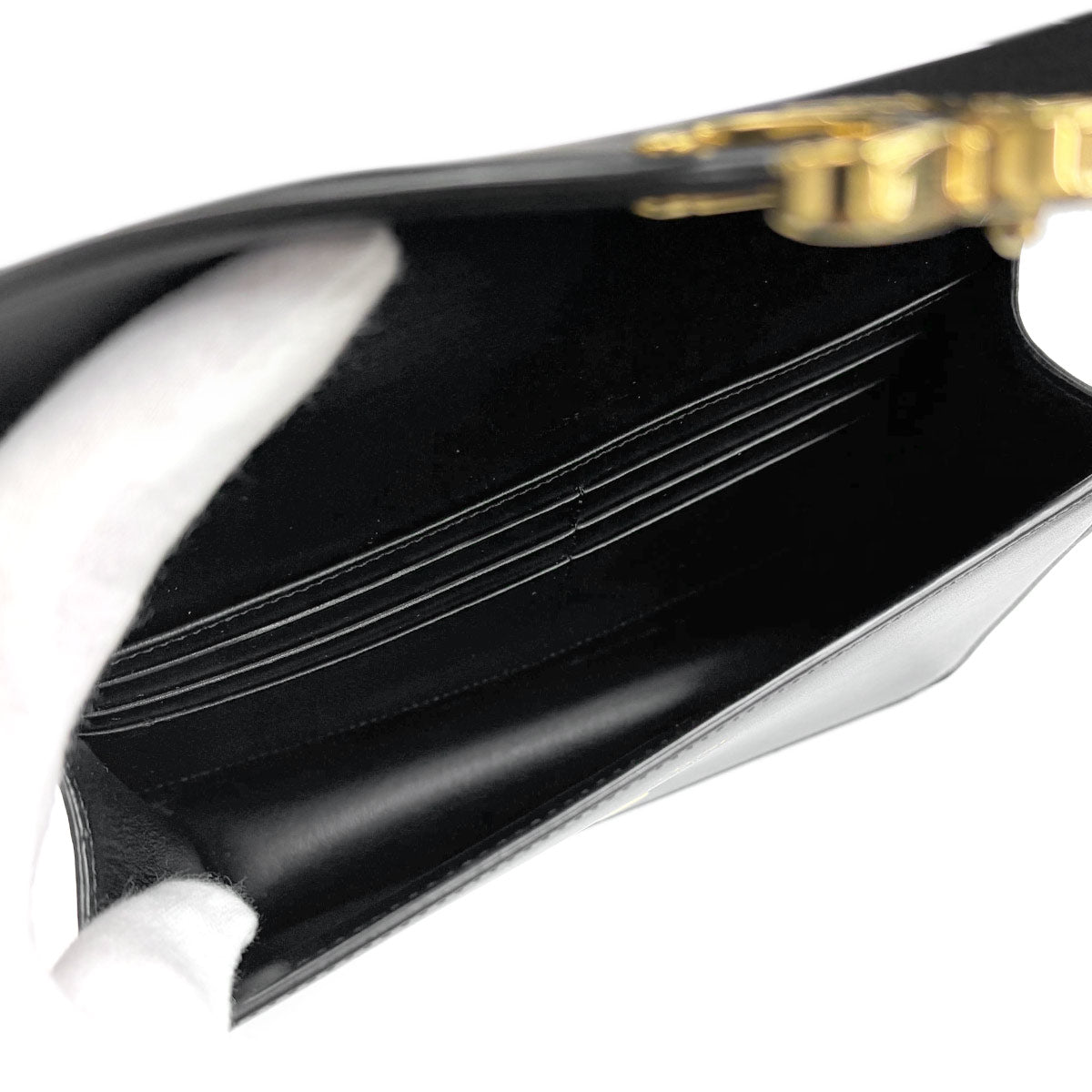 Margo Triomphe Chain Long Wallet Leather Black 10L033DPV