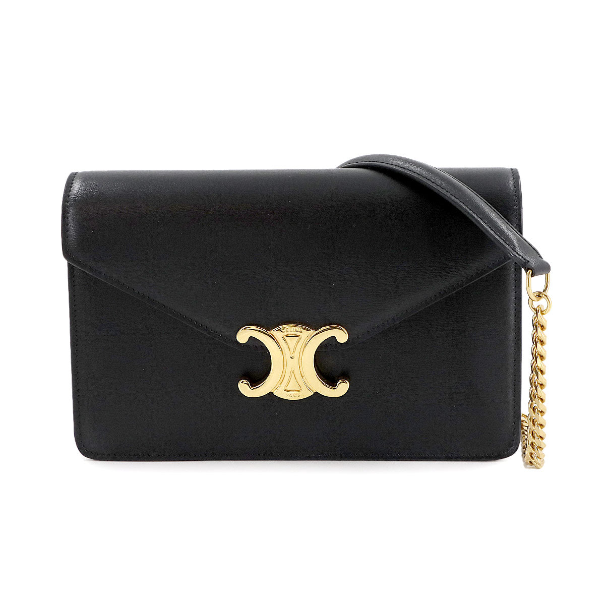 Margo Triomphe Chain Long Wallet Leather Black 10L033DPV