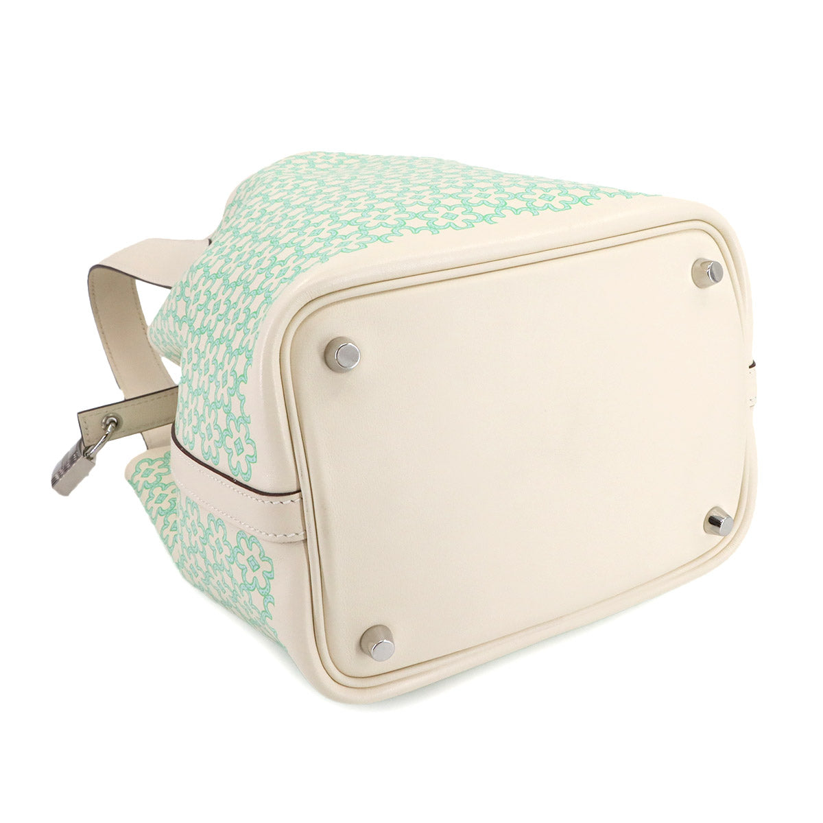 Picotin Lock PM Lucky Daisy Hand Bag Swift Nata Vert Blanc
