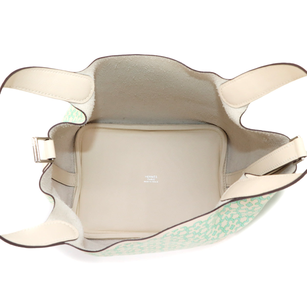 Picotin Lock PM Lucky Daisy Hand Bag Swift Nata Vert Blanc