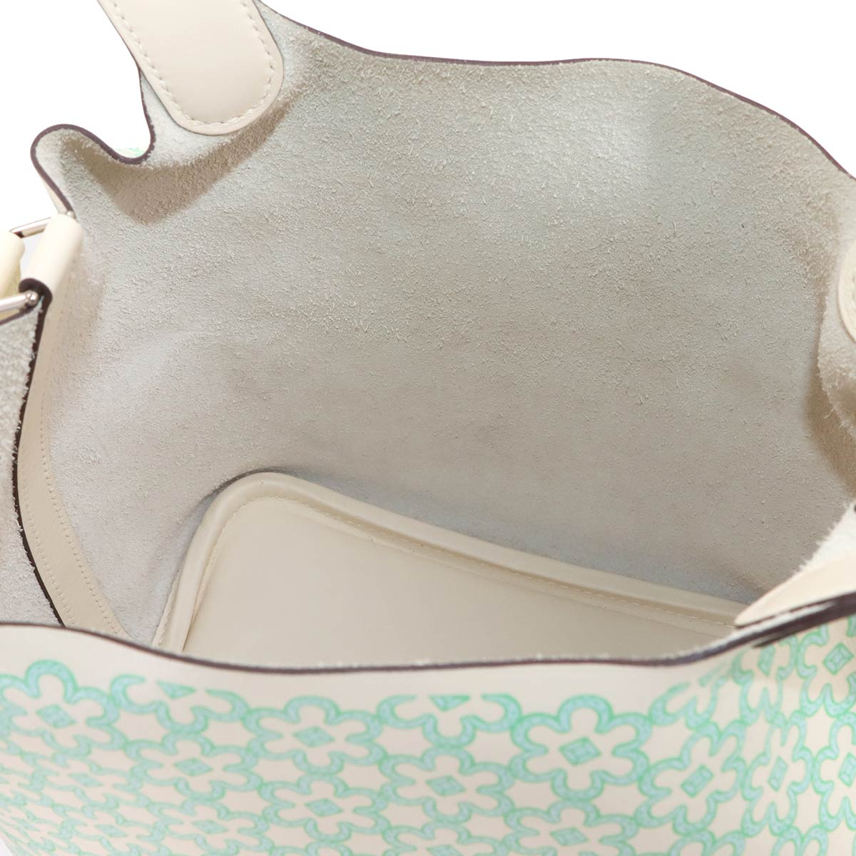 Picotin Lock PM Lucky Daisy Hand Bag Swift Nata Vert Blanc