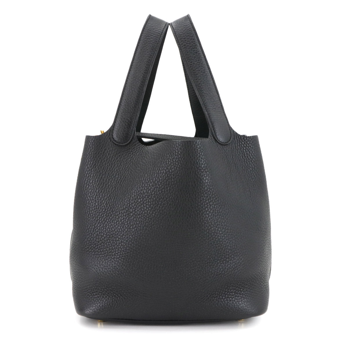 Picotin Lock MM Hand Bag Taurillon Clemence Black Purse