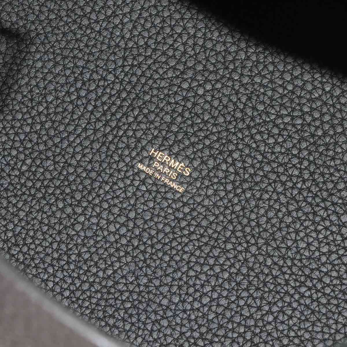 Picotin Lock MM Hand Bag Taurillon Clemence Black Purse