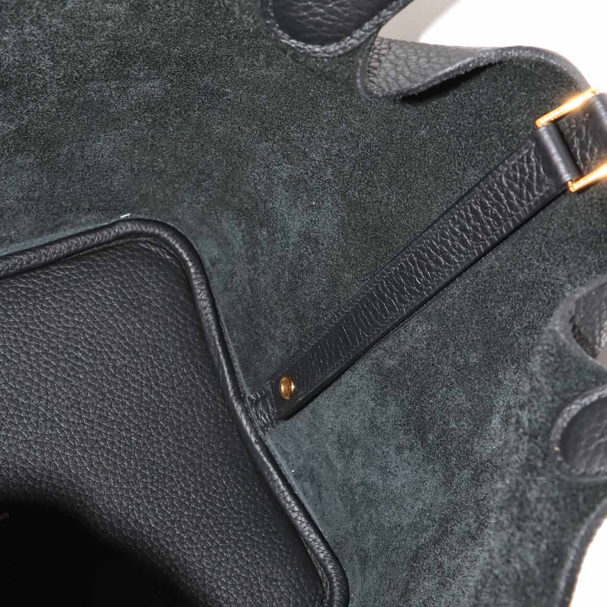 Picotin Lock MM Hand Bag Taurillon Clemence Black Purse