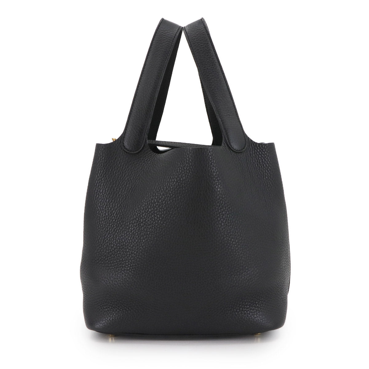 Picotin Lock MM Hand Bag Taurillon Clemence Black Purse