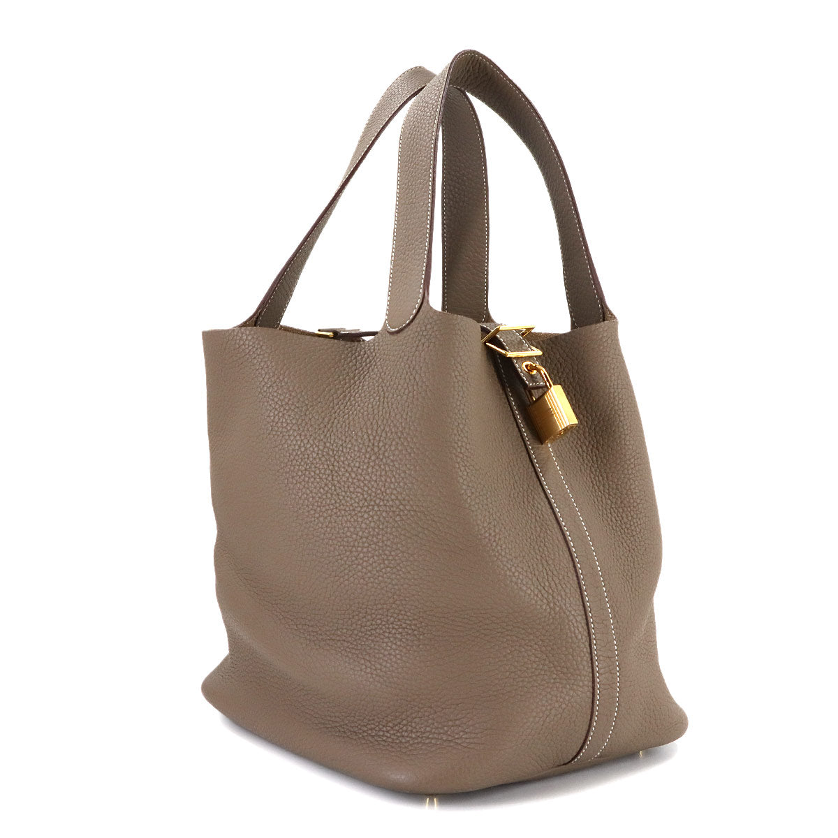 Picotin Lock GM Hand Bag Taurillon Clemence Etoupe Purse