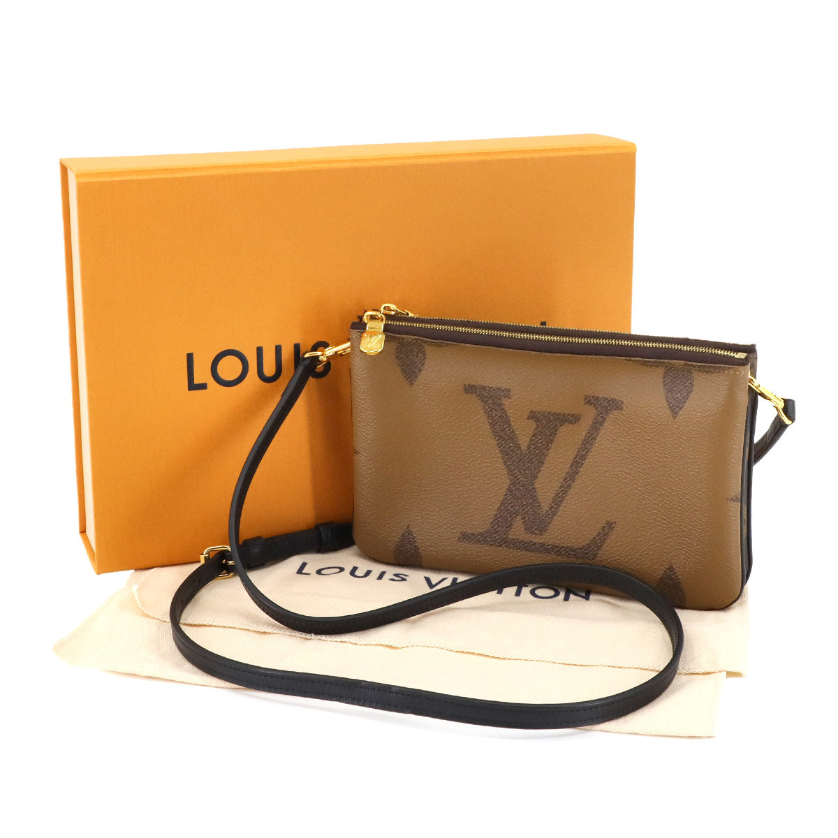 Monogram Giant Reverse Double Zip Pochette Shoulder Bag