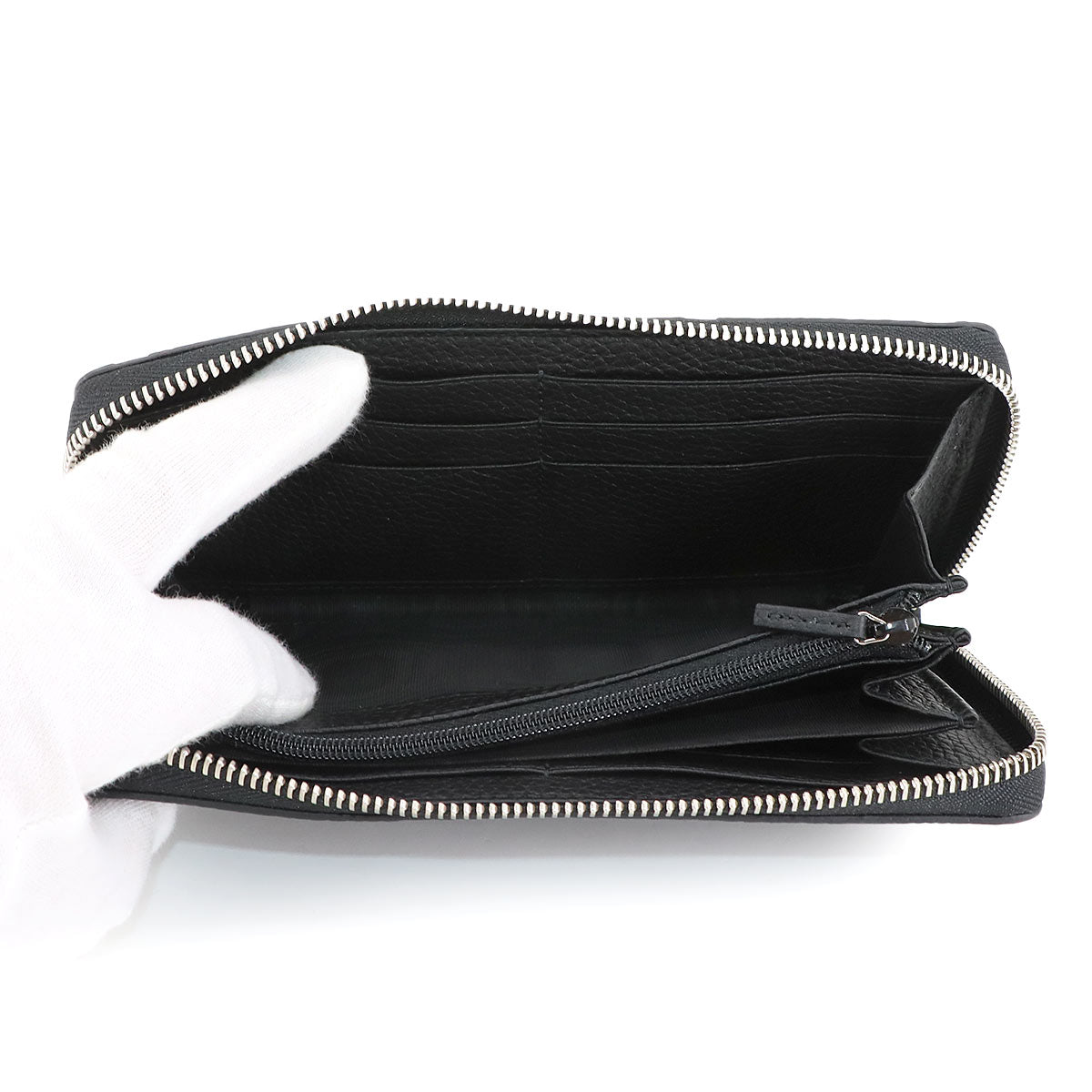 Jumbo GG Long Wallet Leather Black 739484 Purse