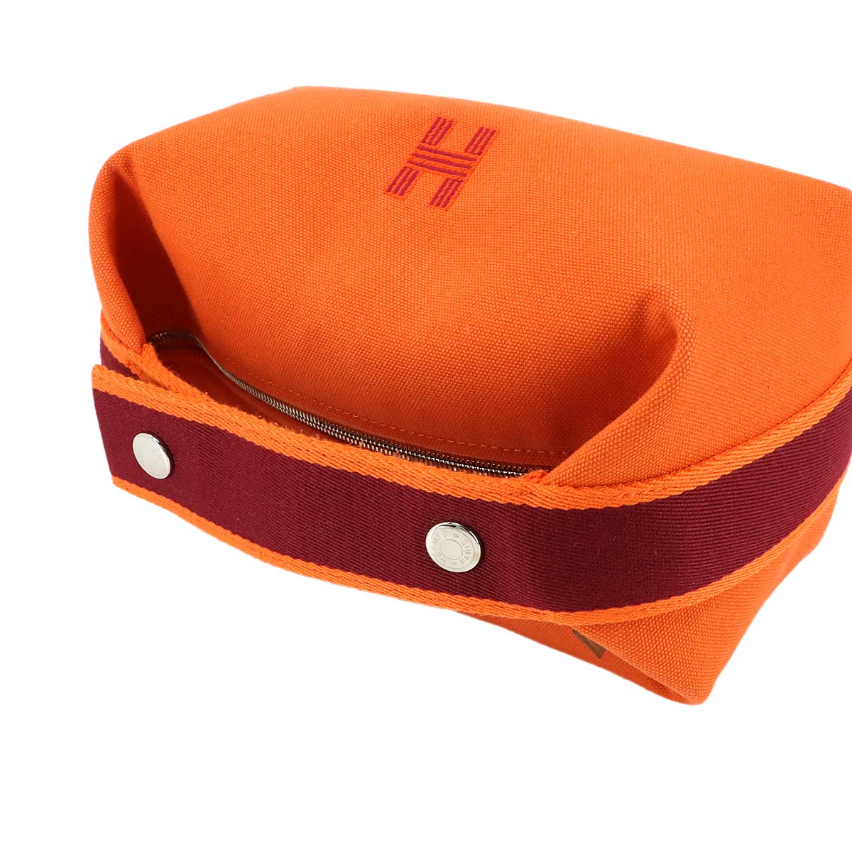 Bride a Brac PM Hand Bag Toile H Feu Orange Rouge H Pouch