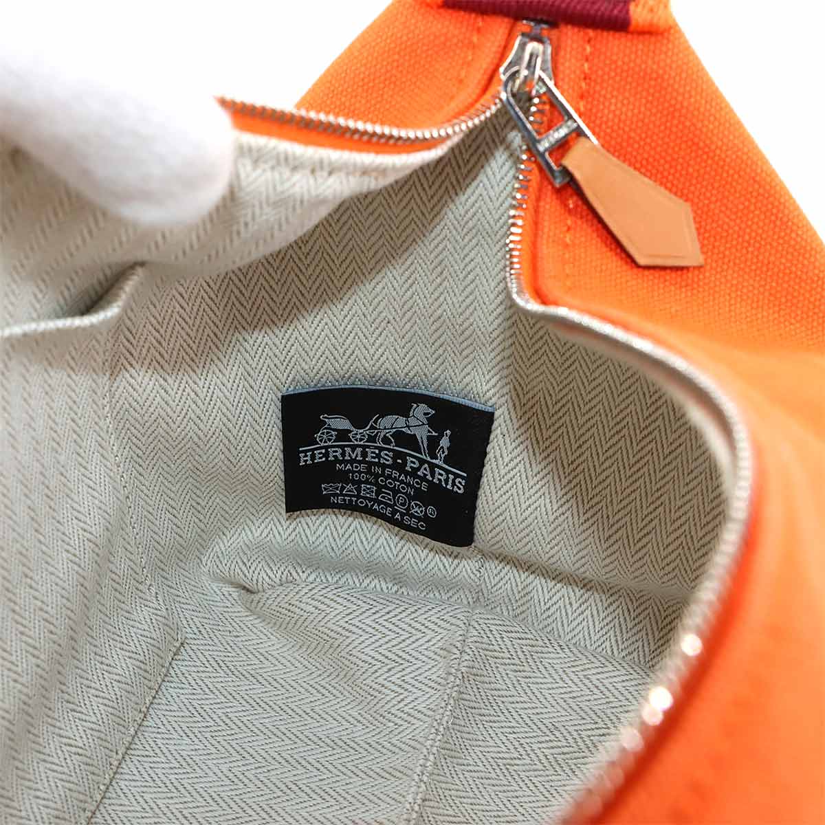 Bride a Brac PM Hand Bag Toile H Feu Orange Rouge H Pouch