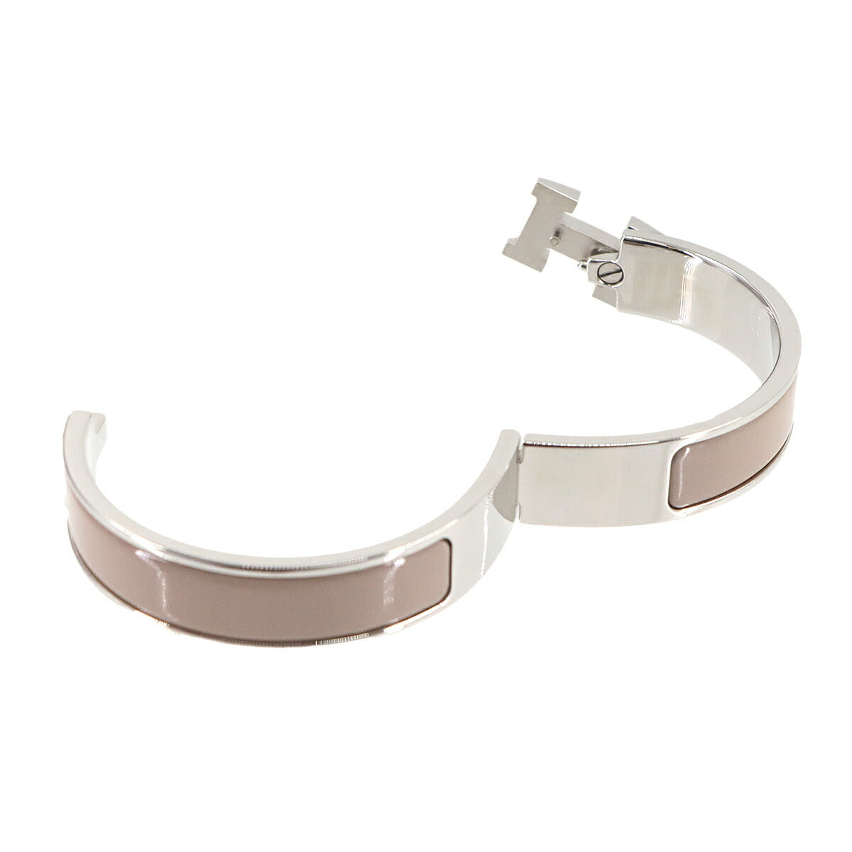 Clic H PM Bangle Bracelet Marron grace Beige Silver Accessory