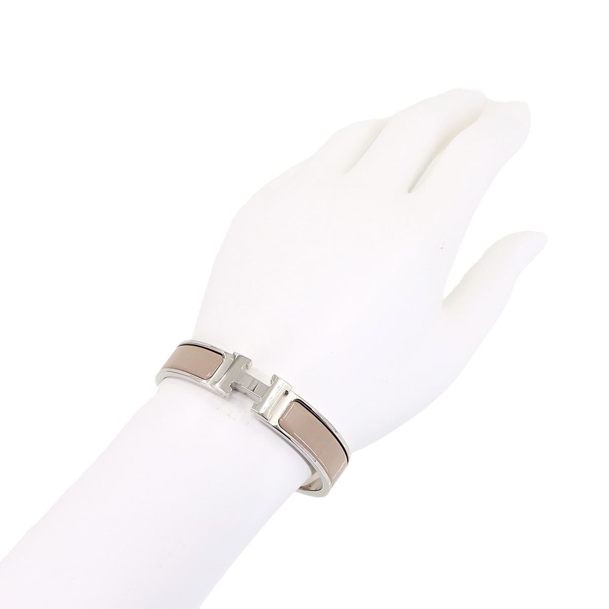 Clic H PM Bangle Bracelet Marron grace Beige Silver Accessory