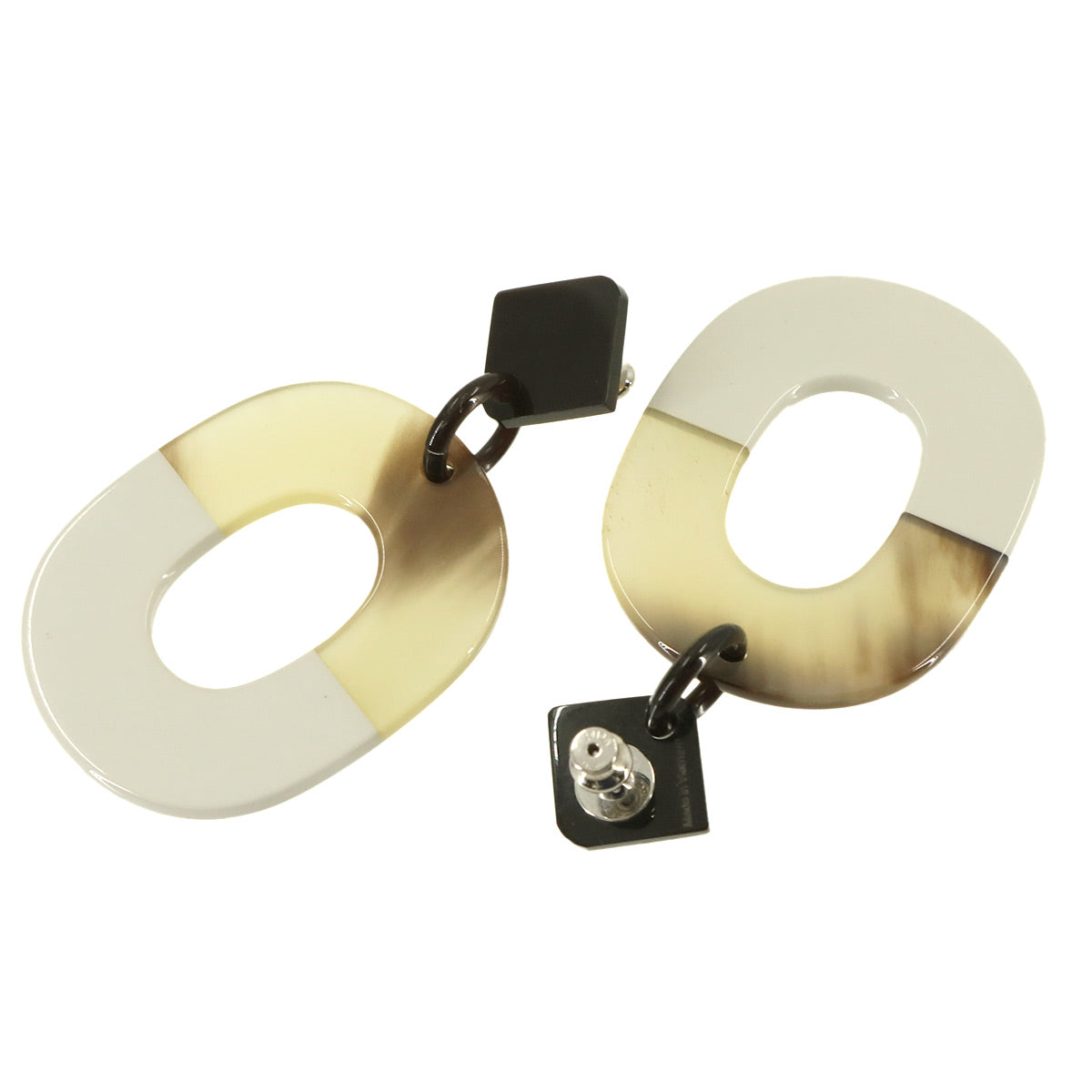 Isthme Ism Earrings Buffalo Horn Brown White