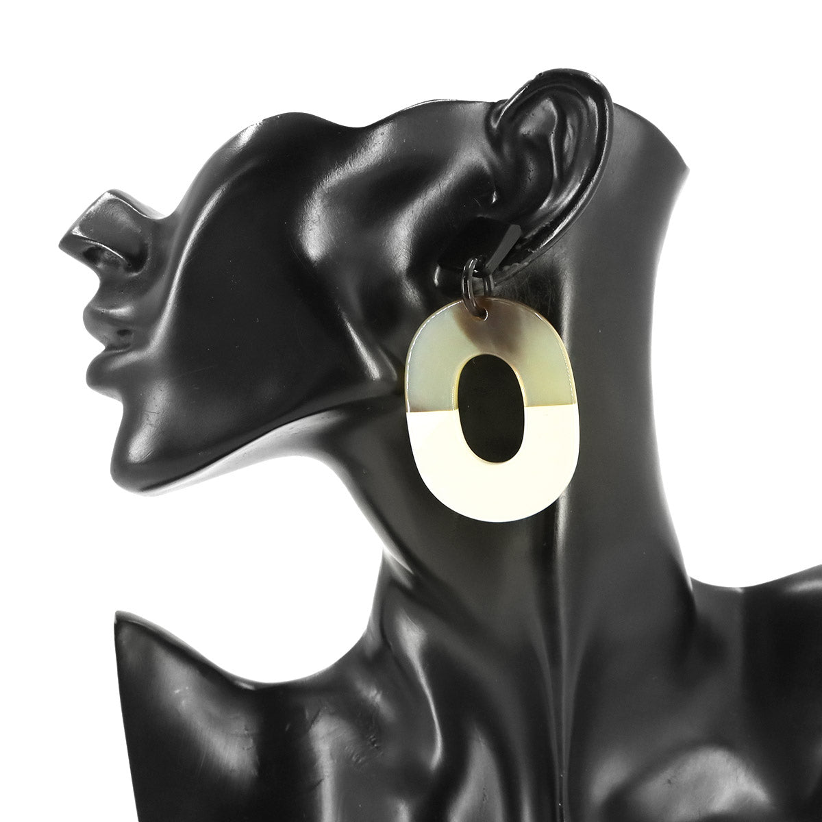 Isthme Ism Earrings Buffalo Horn Brown White
