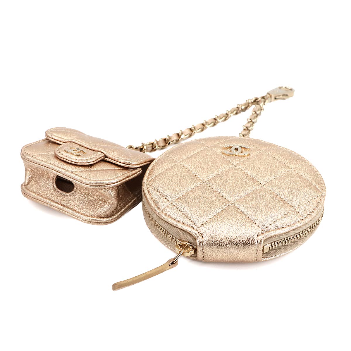Matelasse Coin Purse AirPods Pro Case Leather Gold