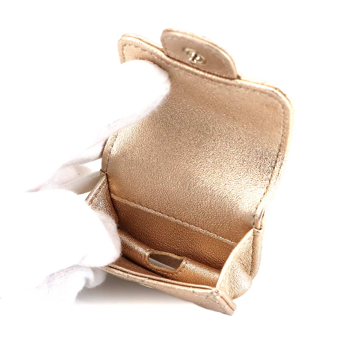 Matelasse Coin Purse AirPods Pro Case Leather Gold