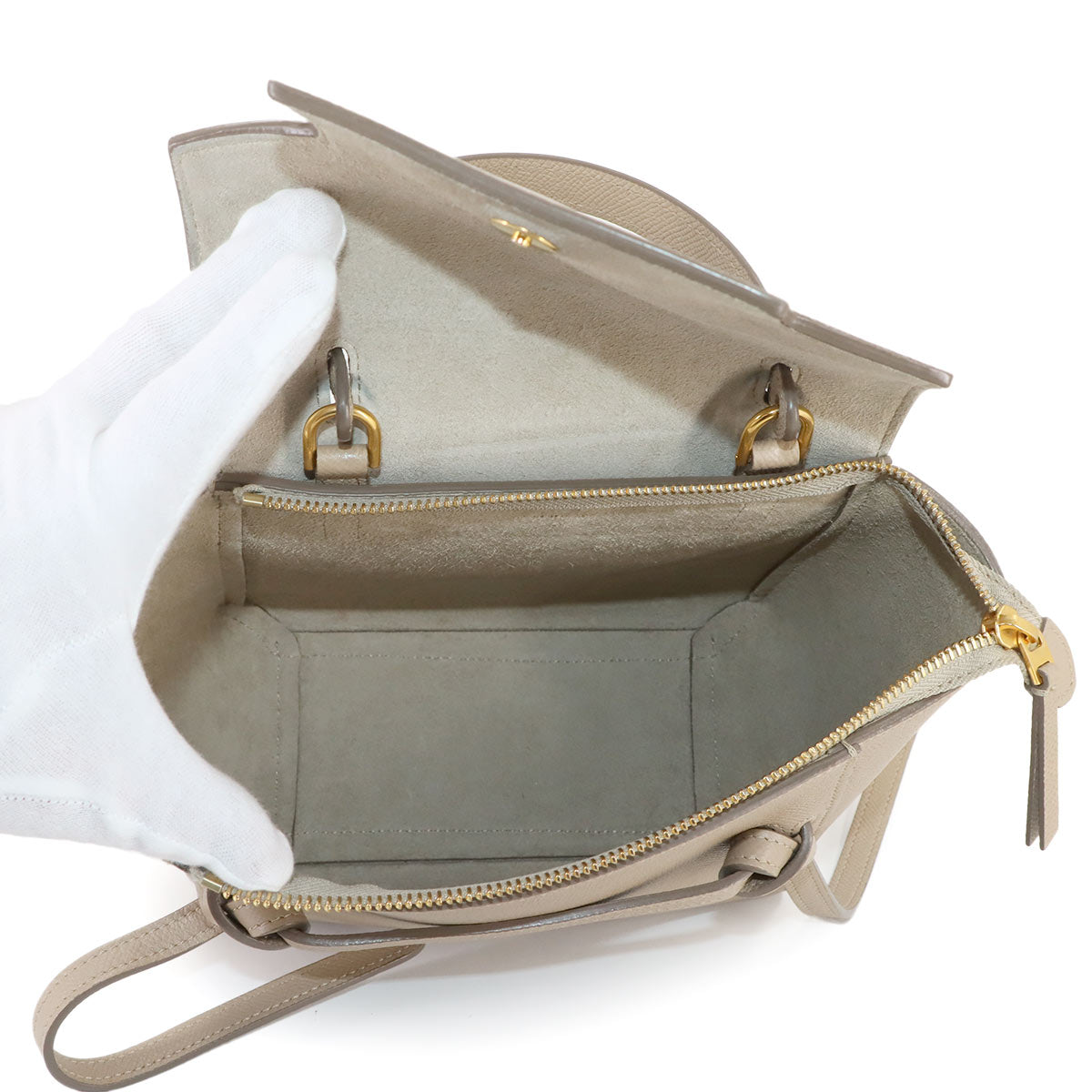 Belt Bag Nano Hand Shoulder Bag Leather Beige 189003