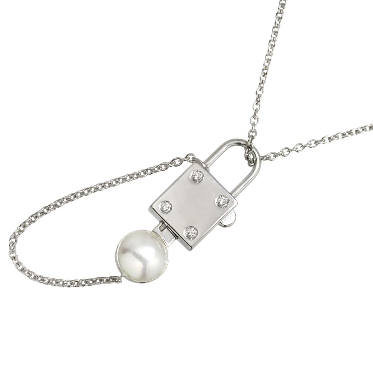 Akoya Pearl 6.5mm Diamond 0.05ct Necklace 18K WG 750 90305474