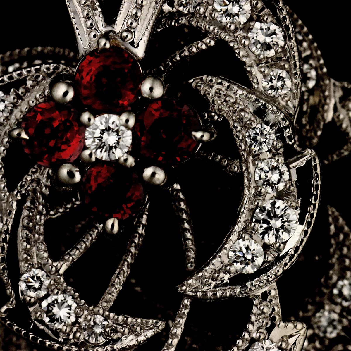 Diamond 0.68ct Ruby 0.50ct Necklace Pt