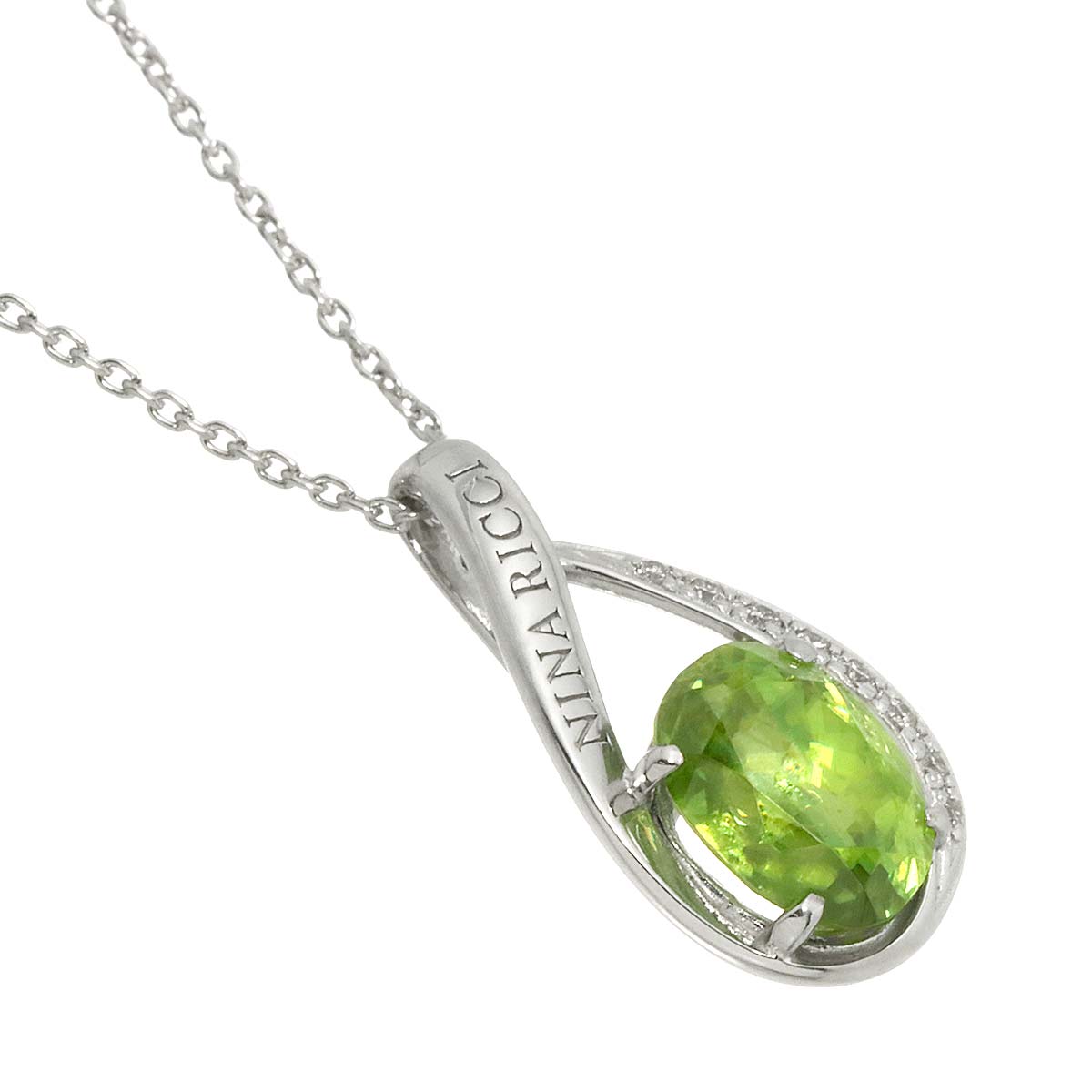 Sphene Diamond 0.04ct Necklace 18K White Gold 750