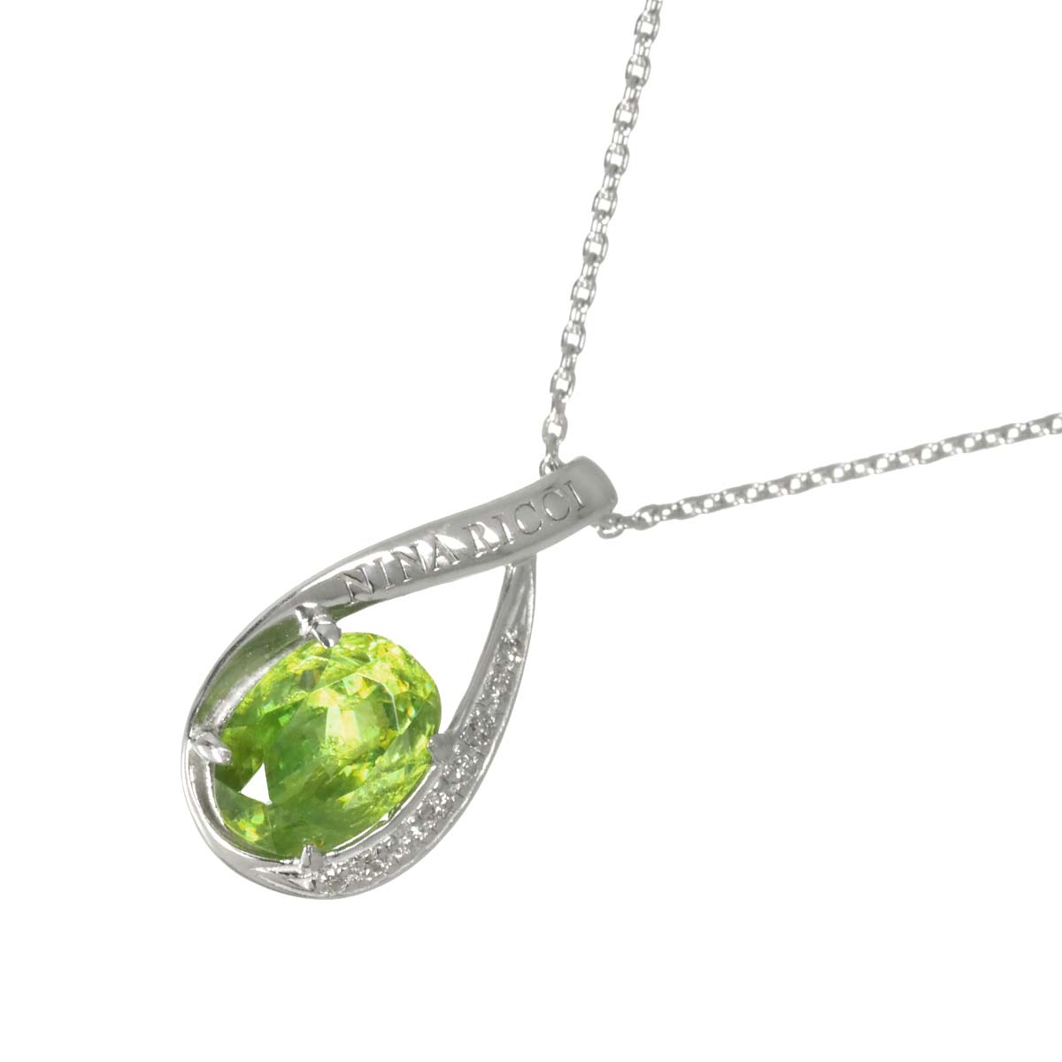Sphene Diamond 0.04ct Necklace 18K White Gold 750