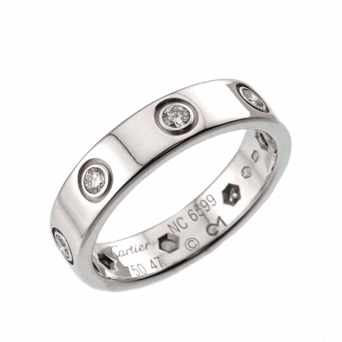 Mini Love Full Diamond Ring 18K White Gold 750 size47 4(US)