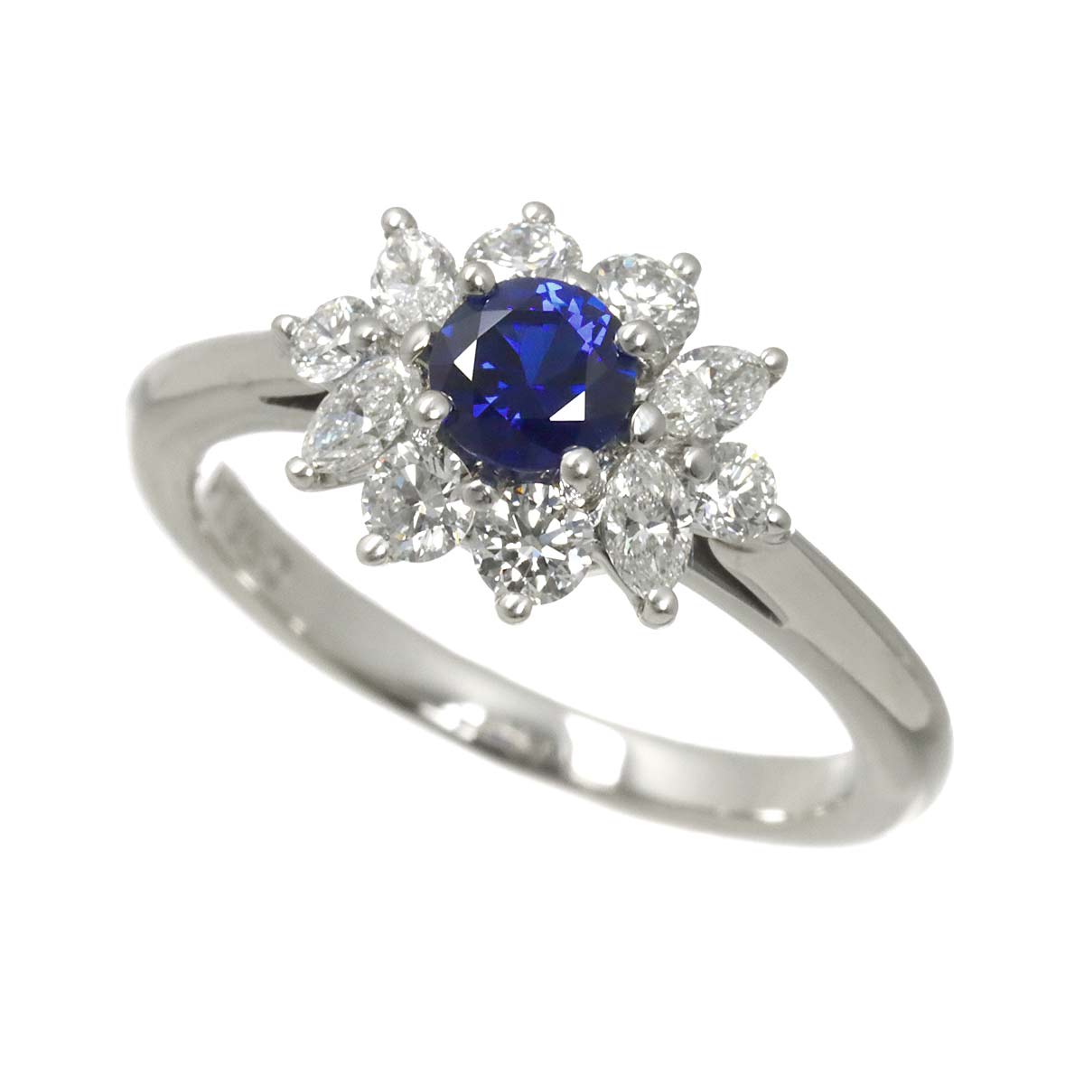 Sapphire Diamond Ring Platinum Size5.25-5.5(US)