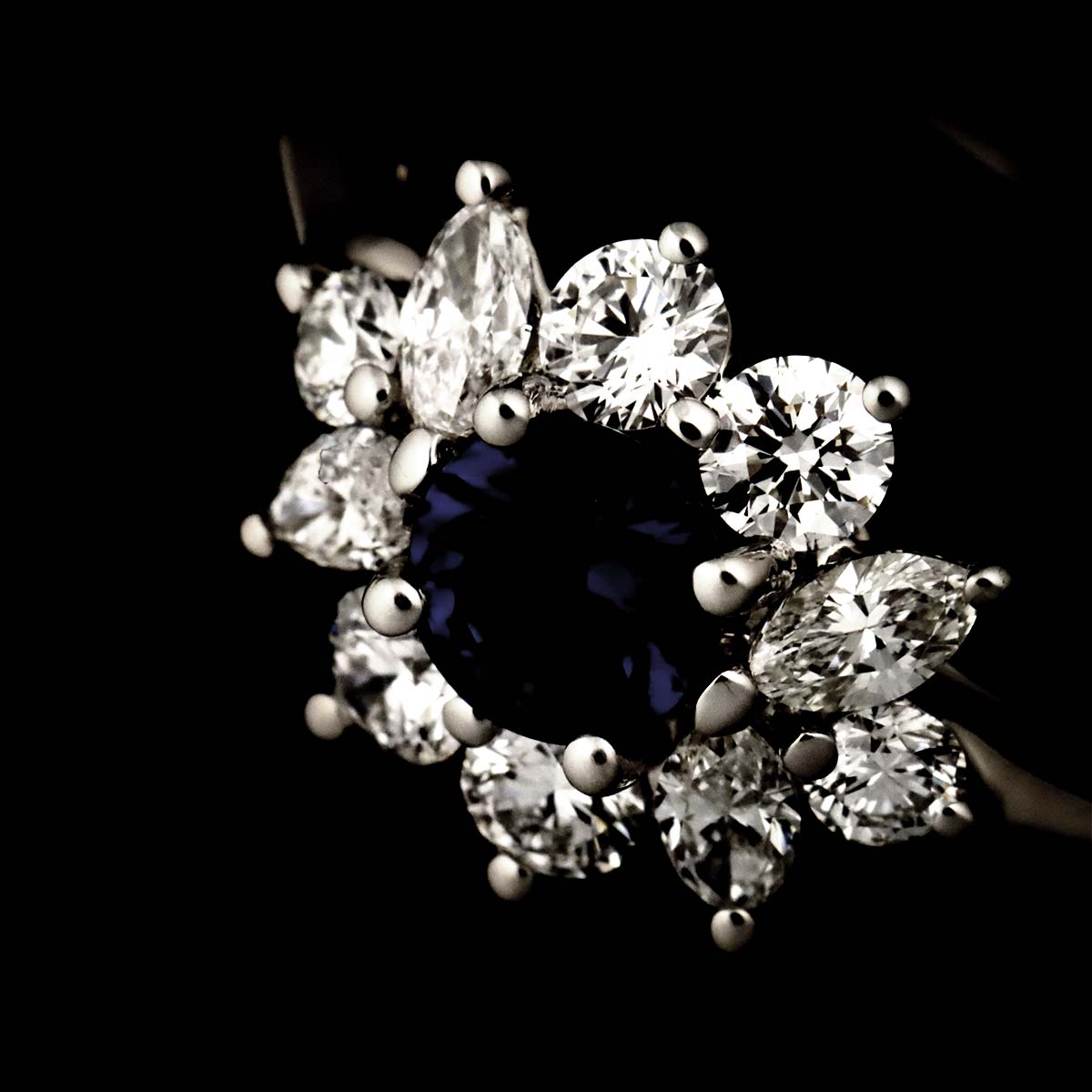 Sapphire Diamond Ring Platinum Size5.25-5.5(US)