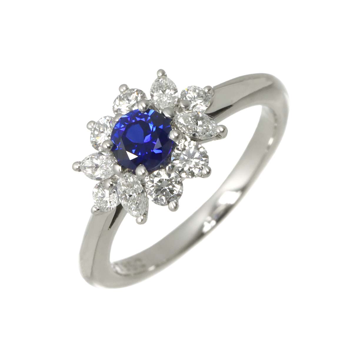 Sapphire Diamond Ring Platinum Size5.25-5.5(US)