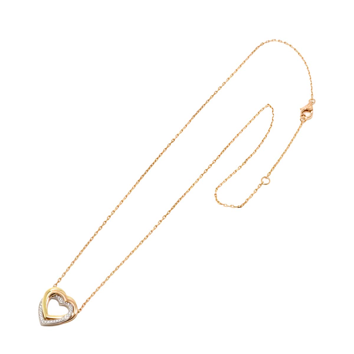 Trinity Diamond Heart Necklace 18K YG WG PG 750